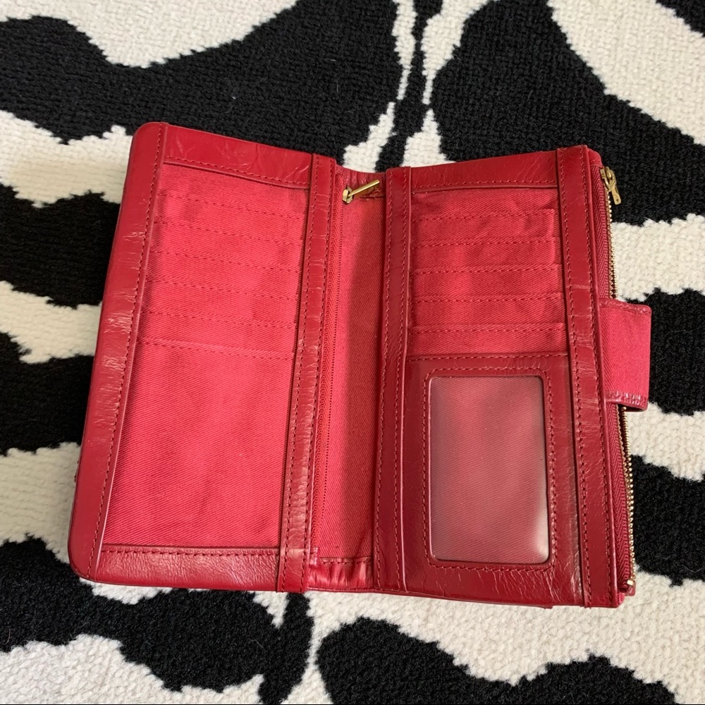 Fossil Red Leather Trifold Wallet Large - image 7
